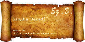 Szojka Dezső névjegykártya