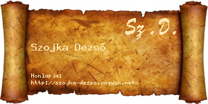 Szojka Dezső névjegykártya